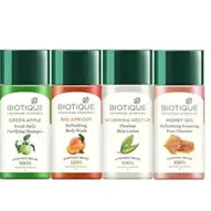 Biotique Travel Kit ( Green Apple Shampoo, Morning Nectar Lotion, Apricot Body Wash, Honey Gel Cleancer )