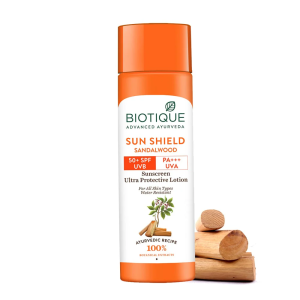 Biotique Sunshield Sandalwood 50+SPF UVB (sunscreen ultra protective lotion) ( For All Skin Type Water Resistant )