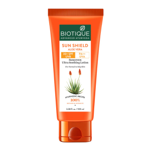 Biotique Sunshield Aloevera 30+SPF UVB (sunscreen ultra protective lotion) ( For Normal to Oily Skin )