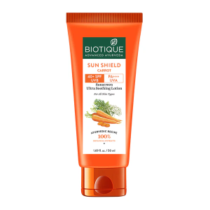 Biotique SunShield Carrot 40+SPF UVB  PA+++ UVA Sunscreen Ultra Protective ( For All Skin Type )